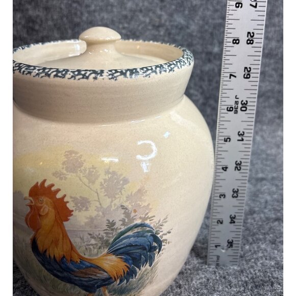 Cookie Jar Ceramic Rooster Handmade USA 1999 Microwave Dishwasher Safe 10in - Picture 5 of 7